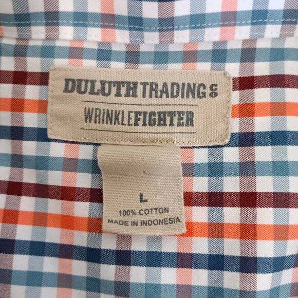 Duluth Men's Gray Check Wrinklefighter Relaxed Fit Short Sleeve Shirt Size L - Picture 9 of 12